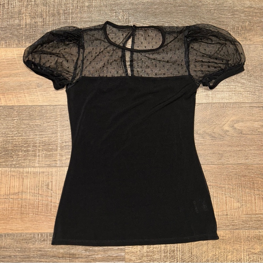 Express Elegant Black Sheer Sleeve Top Women’s Small